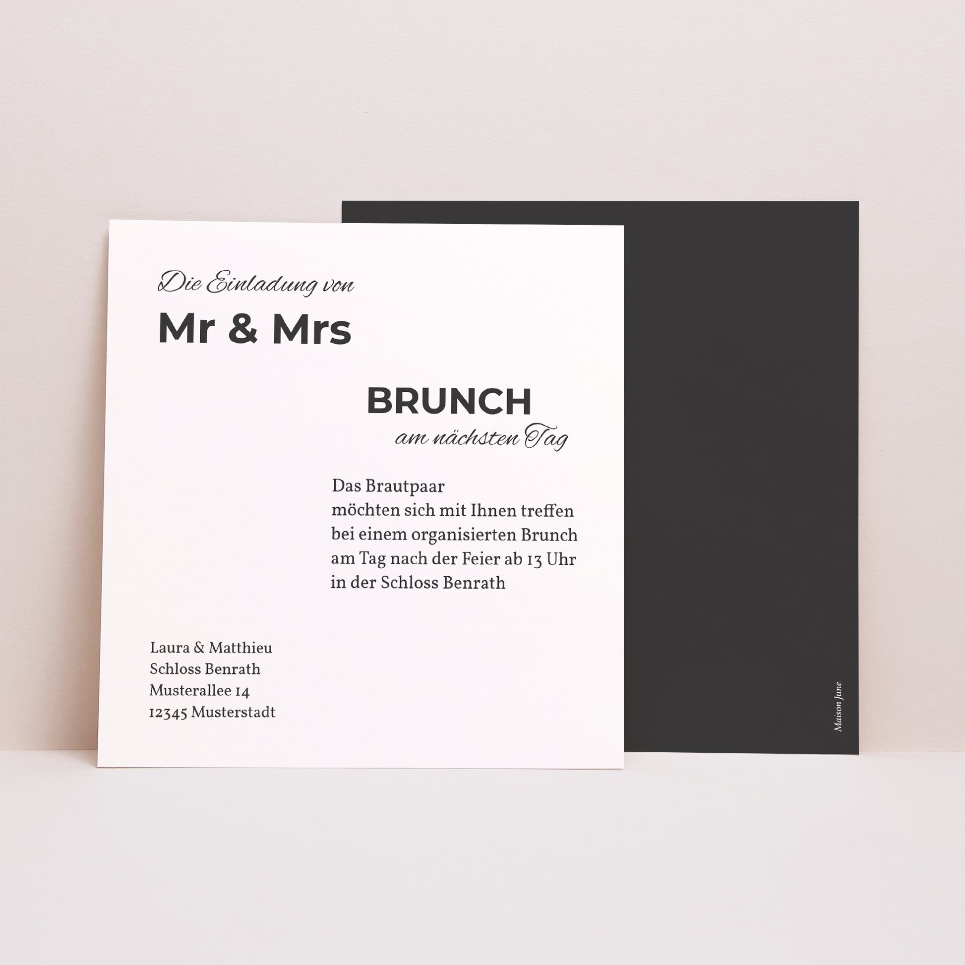 Einladungskarte Hochzeit Quadrat Mr & Mrs foto N° 1
