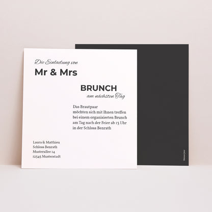 Einladungskarte Hochzeit Quadrat Mr & Mrs foto N° 1