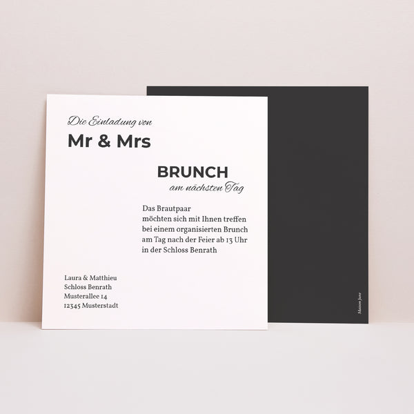 Einladungskarte Hochzeit Quadrat Mr & Mrs foto