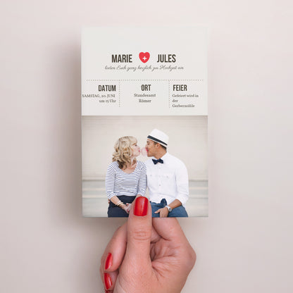 Hochzeitseinladung PortraitPorträt Rot Vintage foto N° 2