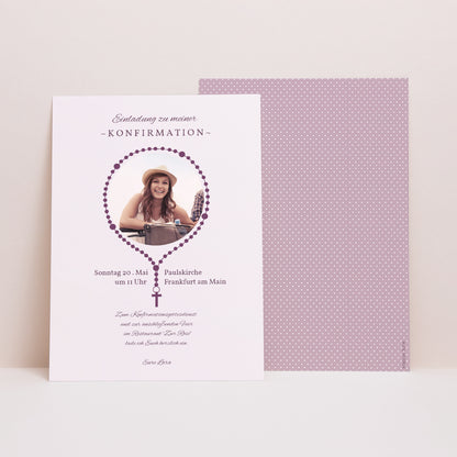 Einladungskarte Konfirmation Rosenkranz foto N° 1