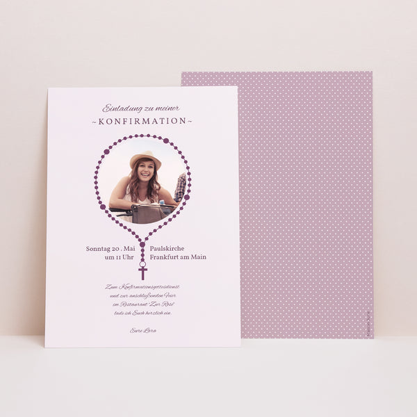 Einladungskarte Konfirmation Rosenkranz foto