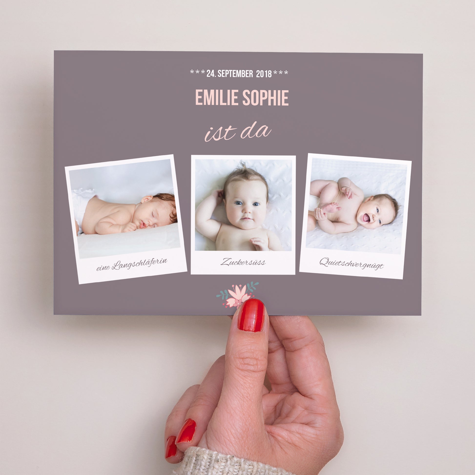 Geburtskarte Landschaft Baby Posen foto N° 3
