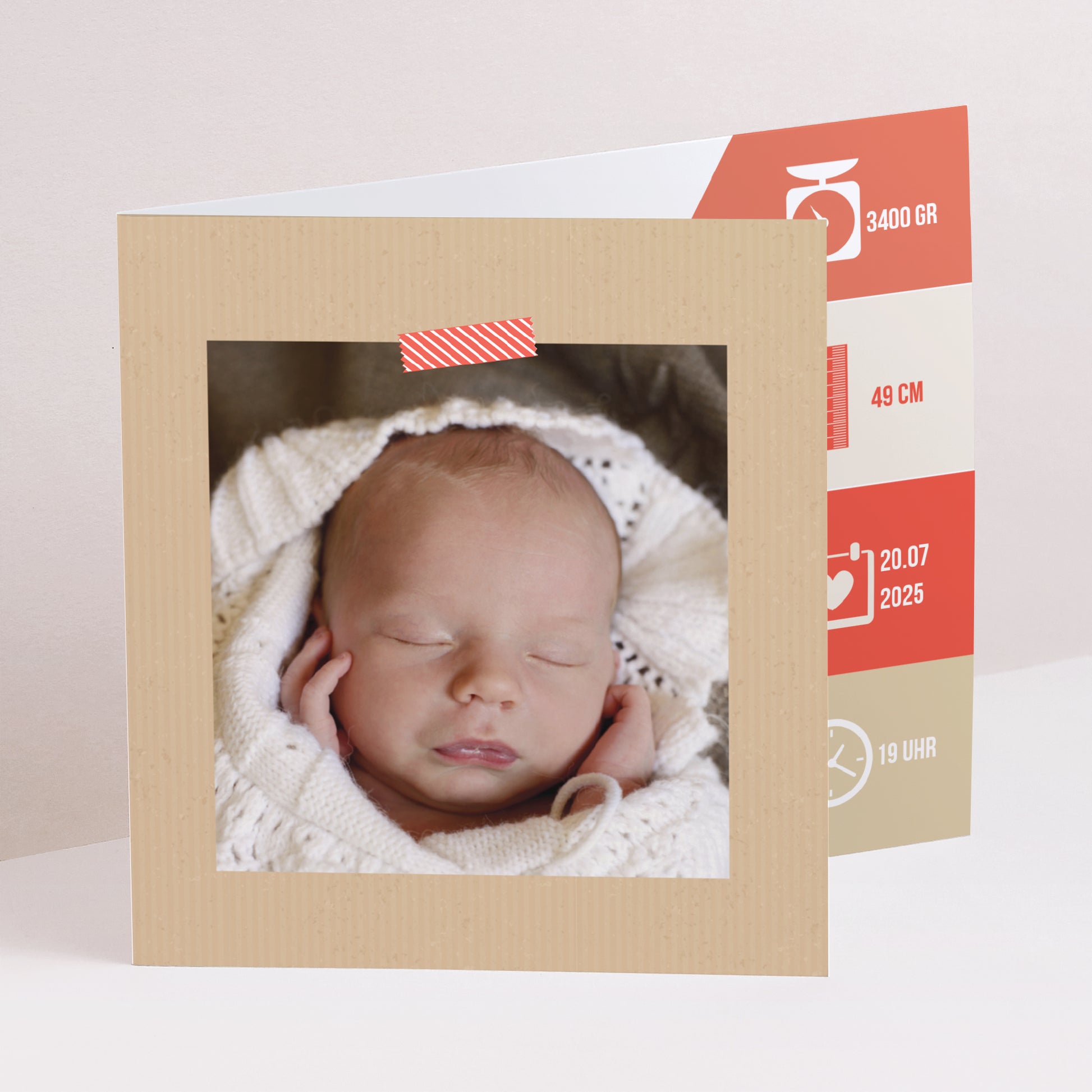 Geburtskarte Asymmetrische Zweiflügeltür Geburtsticket foto N° 1