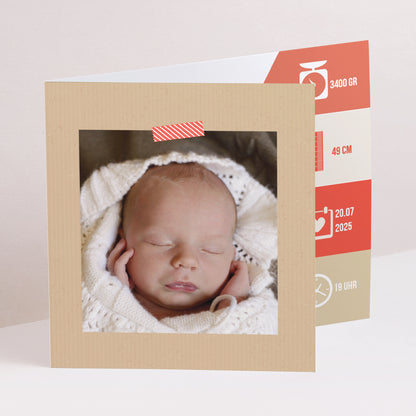Geburtskarte Asymmetrische Zweiflügeltür Geburtsticket foto N° 1