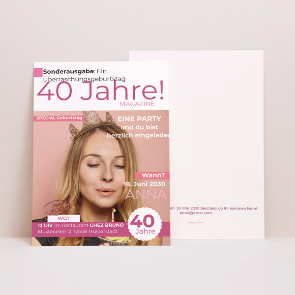 Einladungskarte Geburtstag 50 Jahre Magazin foto