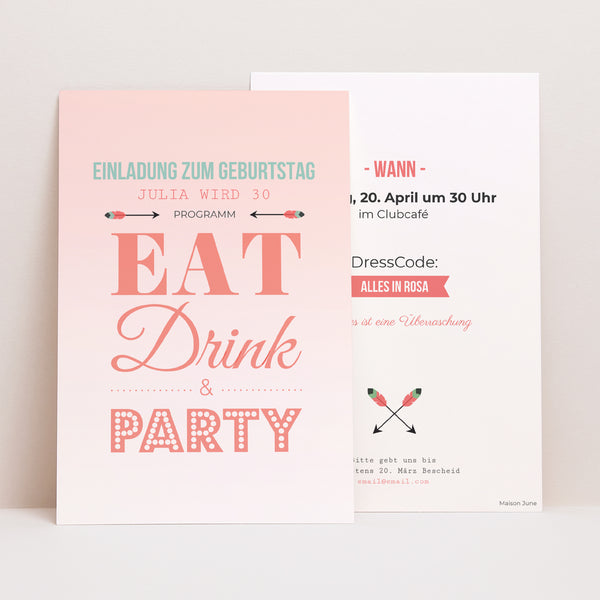 Einladungskarte Geburtstag PortraitPorträt Girly Party! foto