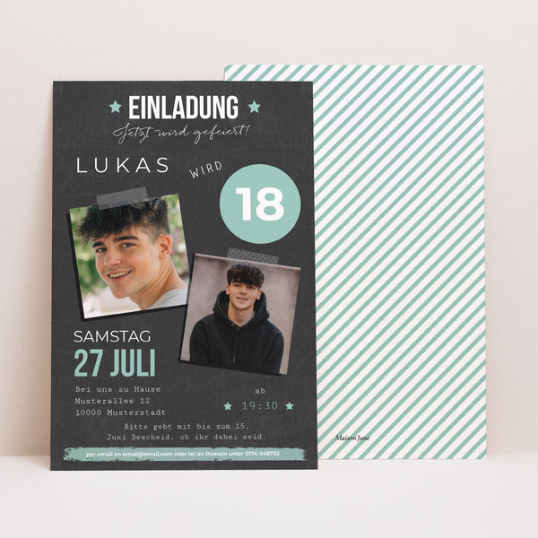 Einladungskarte Geburtstag PortraitPorträt Pop 18 foto