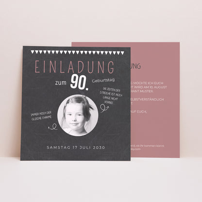 Einladungskarte Geburtstag Quadrat 90 Jahre Schiefer foto N° 1