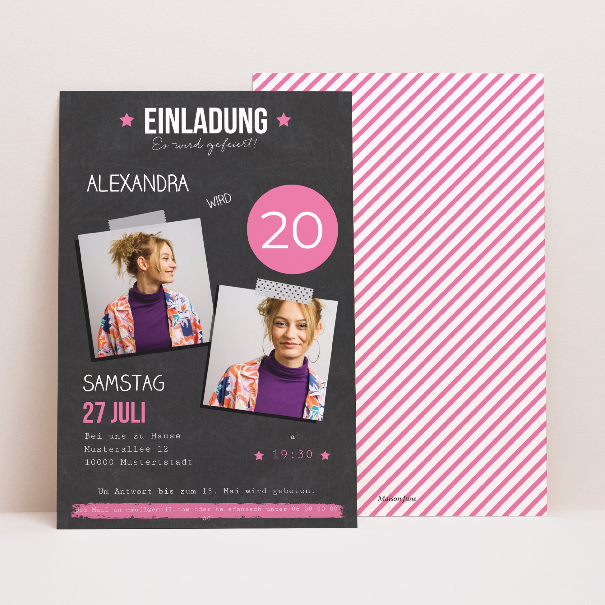 Einladungskarte Geburtstag PortraitPorträt Pop 20 Jahre foto N° 1