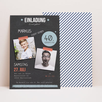 Einladungskarte Geburtstag PortraitPorträt Pop 40 Jahre foto N° 1