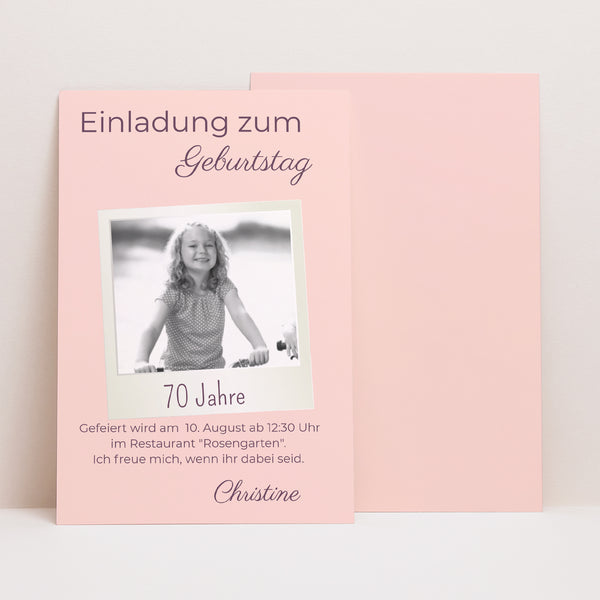 Einladungskarte Geburtstag PortraitPorträt 70 Pola Party foto