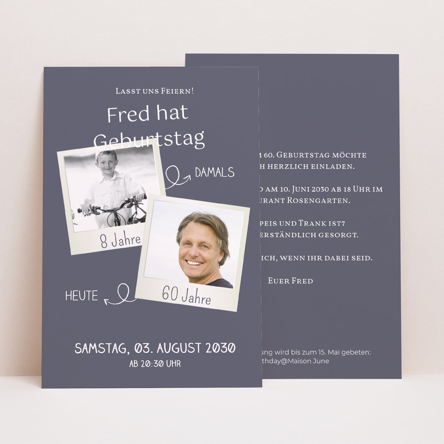 Einladungskarte Geburtstag PortraitPorträt 60 PolaParty foto N° 1
