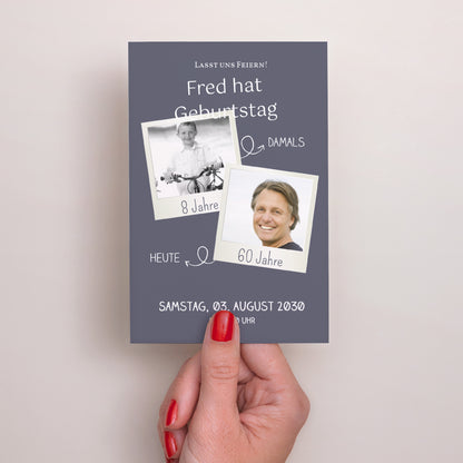 Einladungskarte Geburtstag PortraitPorträt 60 PolaParty foto N° 2