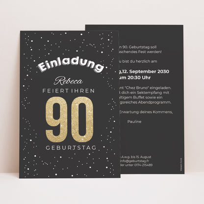 Einladungskarte Geburtstag PortraitPorträt 90 goldene Jahre foto N° 1