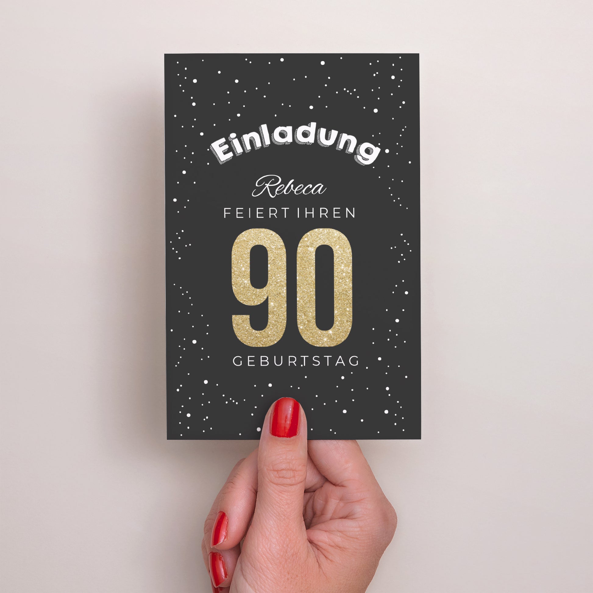 Einladungskarte Geburtstag PortraitPorträt 90 goldene Jahre foto N° 2