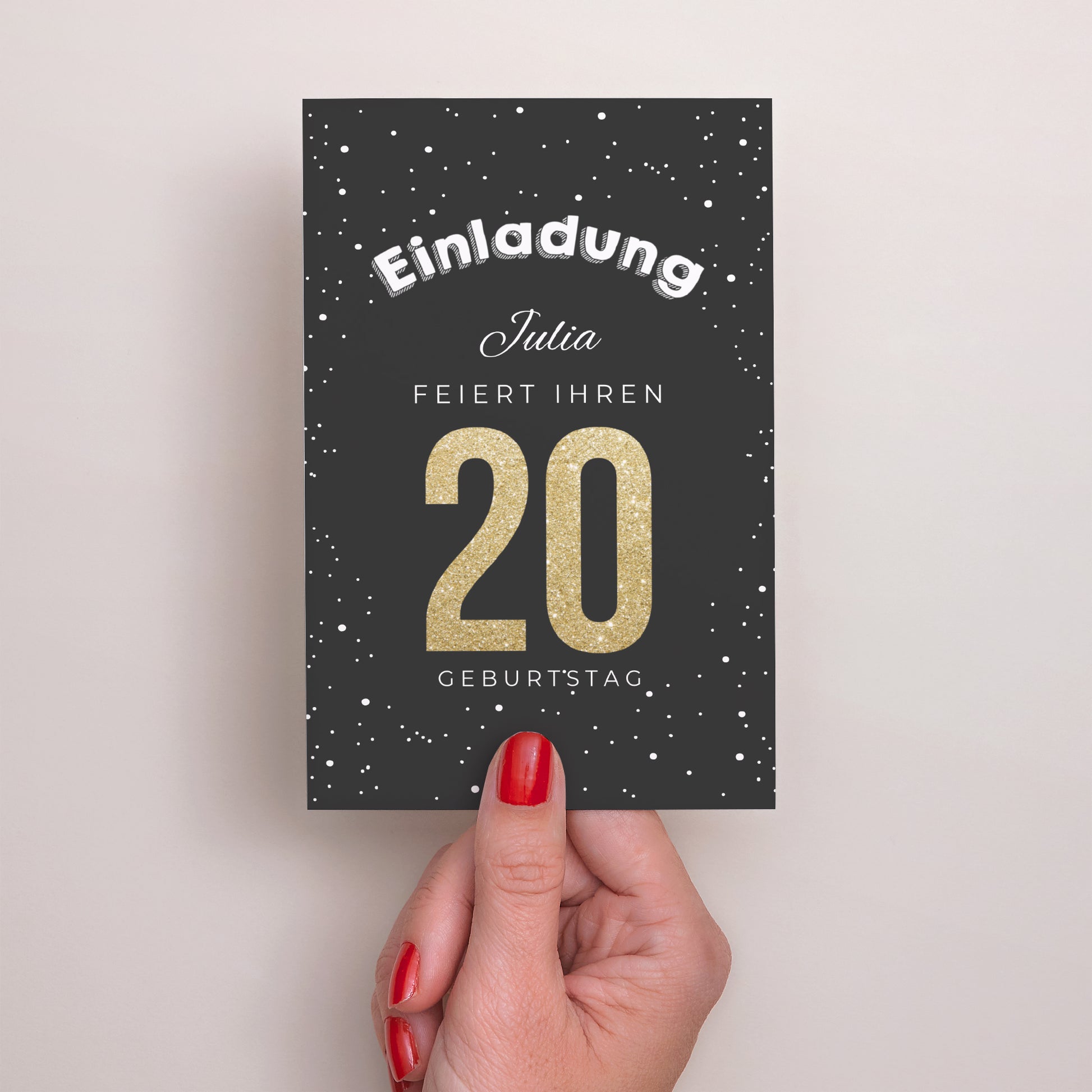 Einladungskarte Geburtstag PortraitPorträt 20 goldene Jahre foto N° 2
