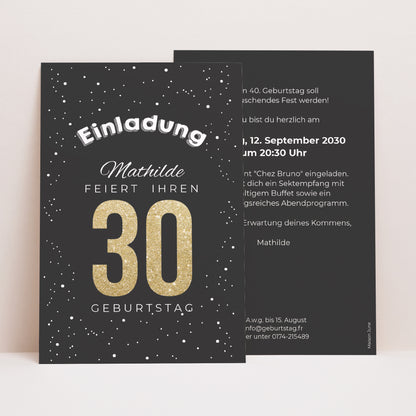 Einladungskarte Geburtstag PortraitPorträt 30 goldene Jahre foto N° 1