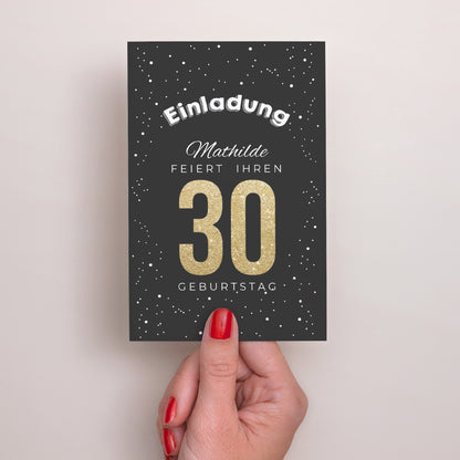 Einladungskarte Geburtstag PortraitPorträt 30 goldene Jahre foto N° 2