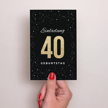 Einladungskarte Geburtstag PortraitPorträt 40 vergoldet foto N° 2