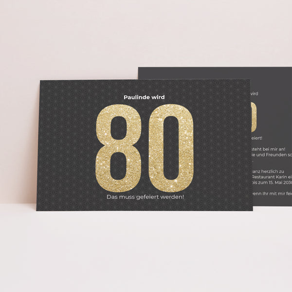 Einladungskarte Geburtstag Landschaft Gold 80 foto