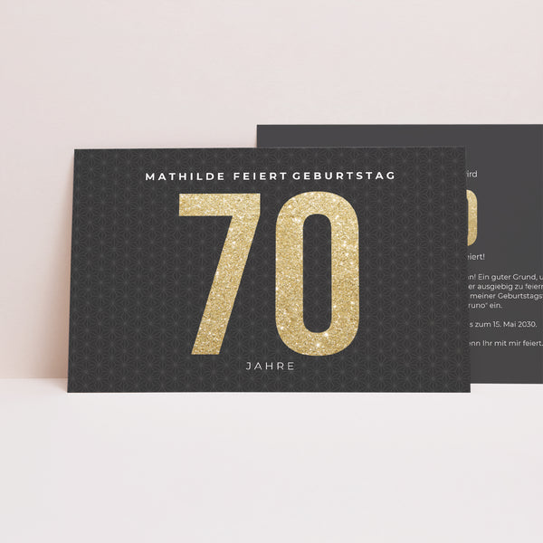 Einladungskarte Geburtstag Landschaft 70 Gold foto