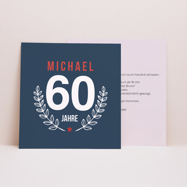 Einladungskarte Geburtstag Quadrat Laurier 60 foto