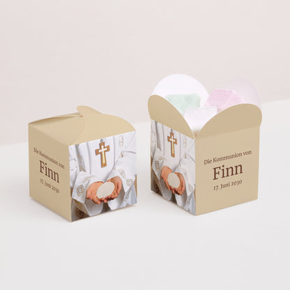 Geschenkbox Kommunion Schmetterlingsöffnung Fromme Bilder foto N° 2