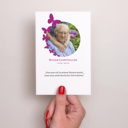 Trauerkarte PortraitPorträt Violette Schmetterlinge foto N° 2