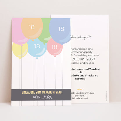 Einladungskarte Geburtstag PortraitPorträt Ballons à gogo foto N° 1