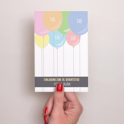 Einladungskarte Geburtstag PortraitPorträt Ballons à gogo foto N° 2