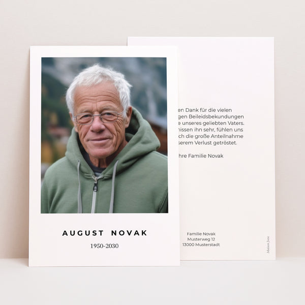 Trauerkarte PortraitPorträt Porträt Verstorbener foto