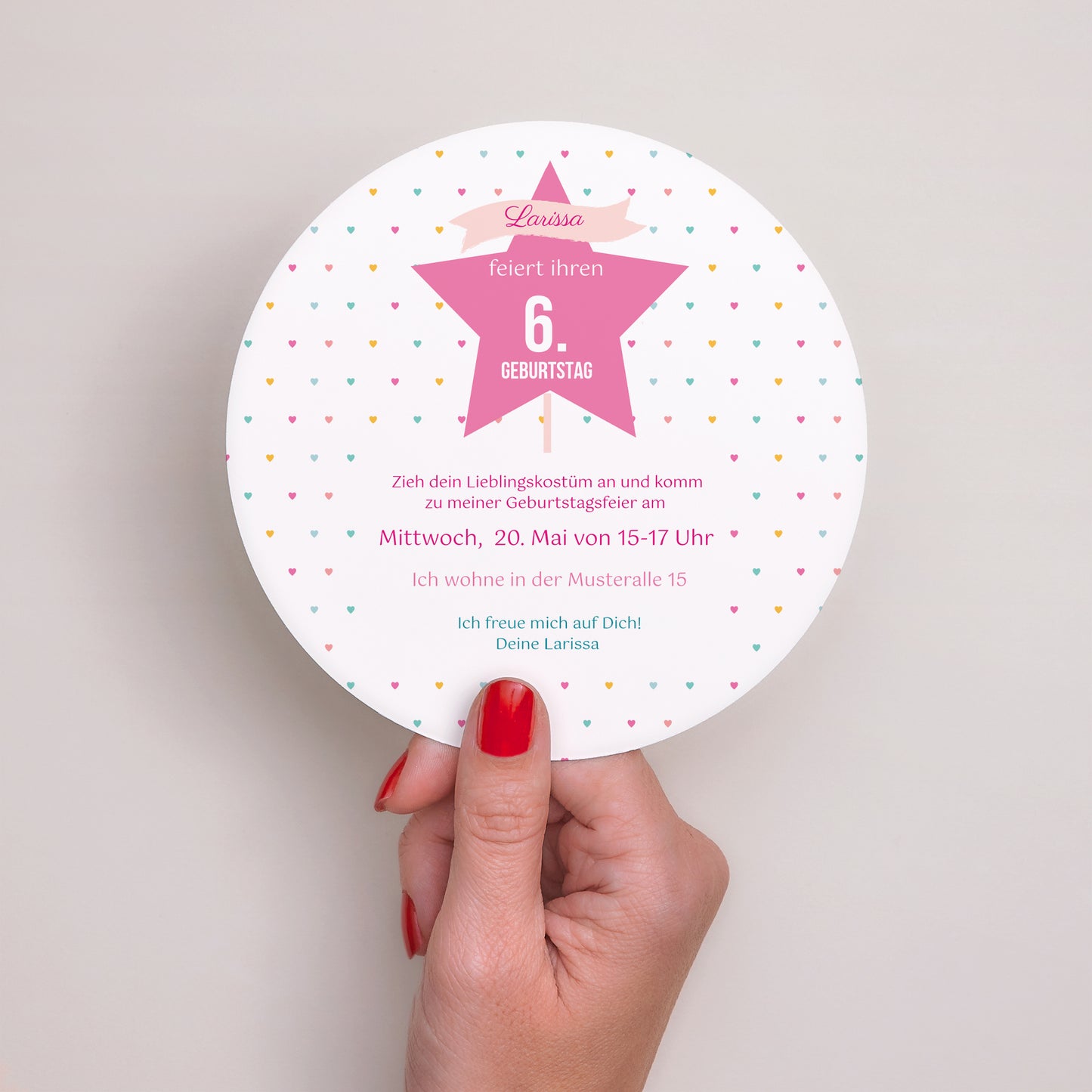 Einladungskarte Kindergeburtstag Rund Prinzessin foto N° 2