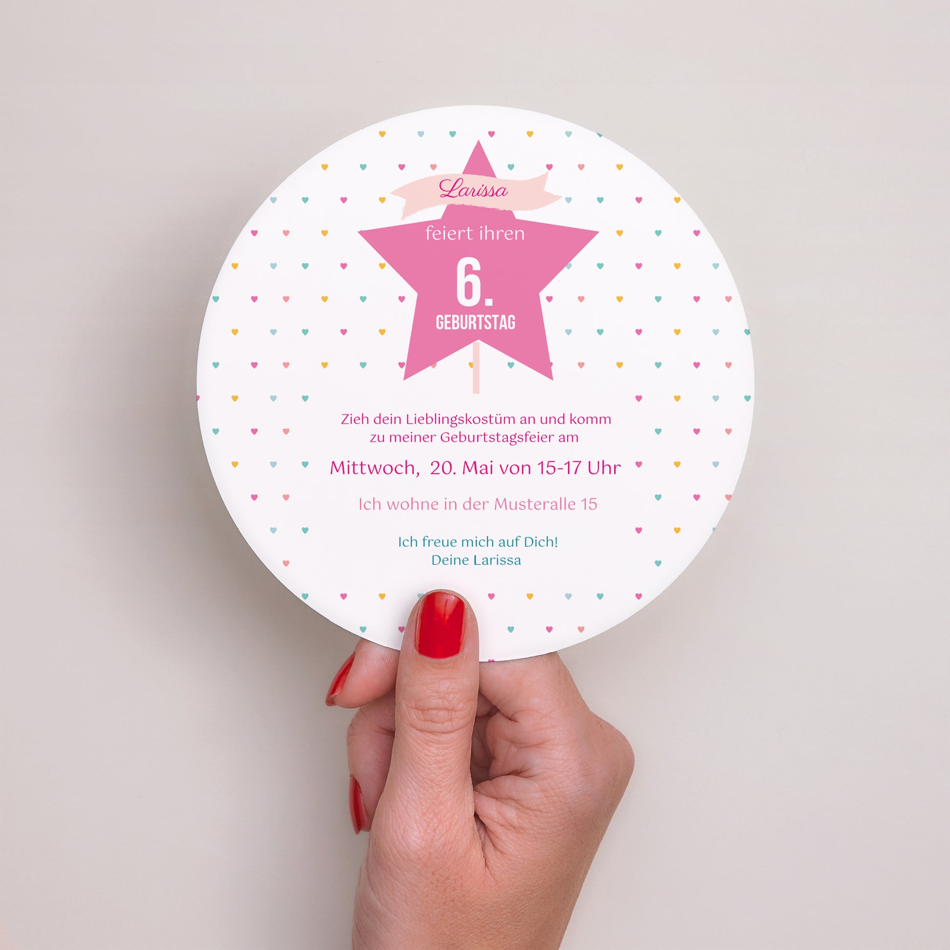 Einladungskarte Kindergeburtstag Rund Prinzessin foto N° 2