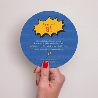 Einladungskarte Kindergeburtstag Rund Super Anni foto N° 2