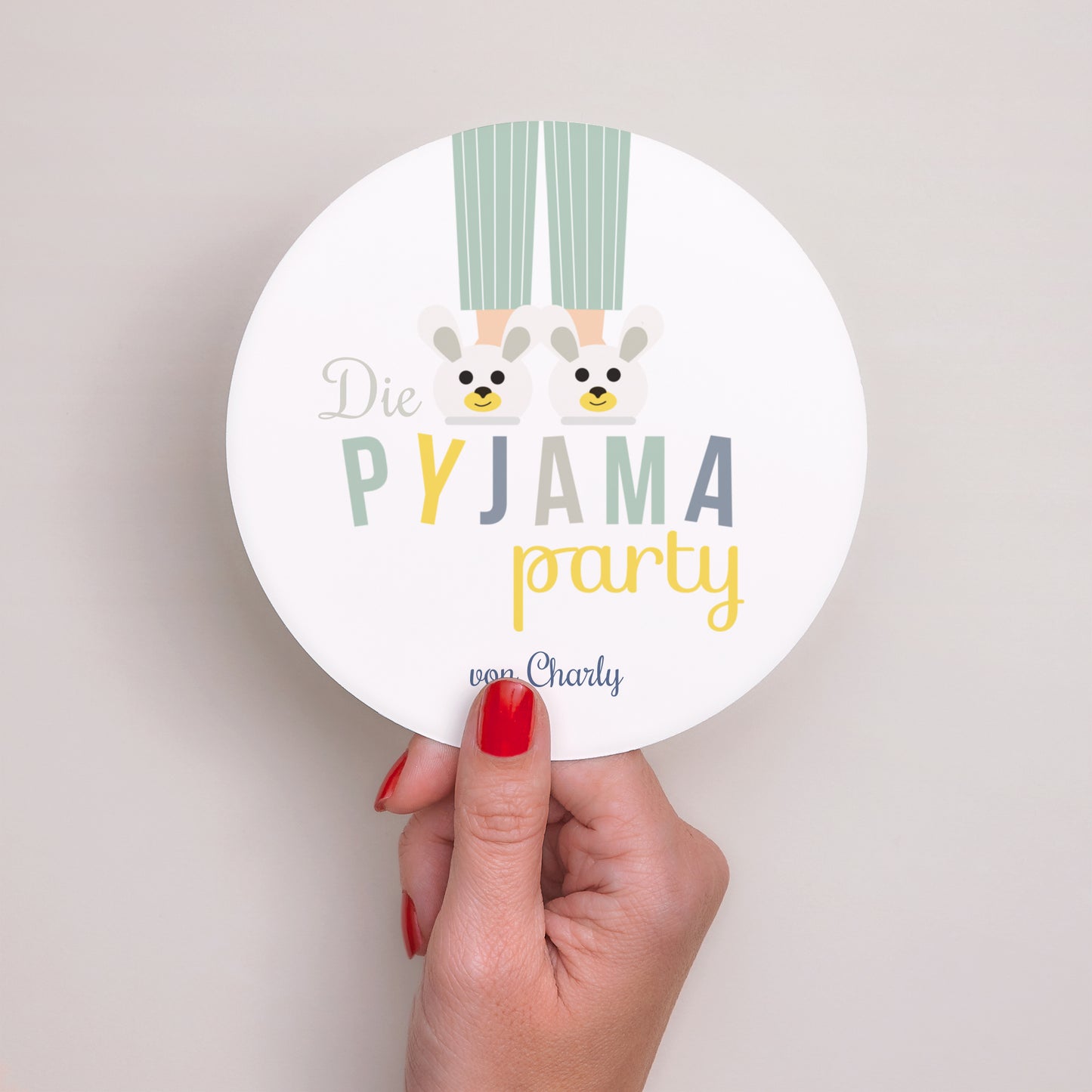 Einladungskarte Kindergeburtstag Rund Pyjama Party foto N° 2