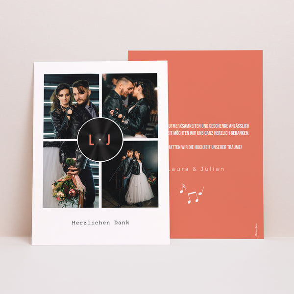 Dankeskarte Hochzeit Vinyl-Disc foto