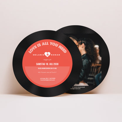 Hochzeitseinladung Rund Vinyl-Disc foto N° 1