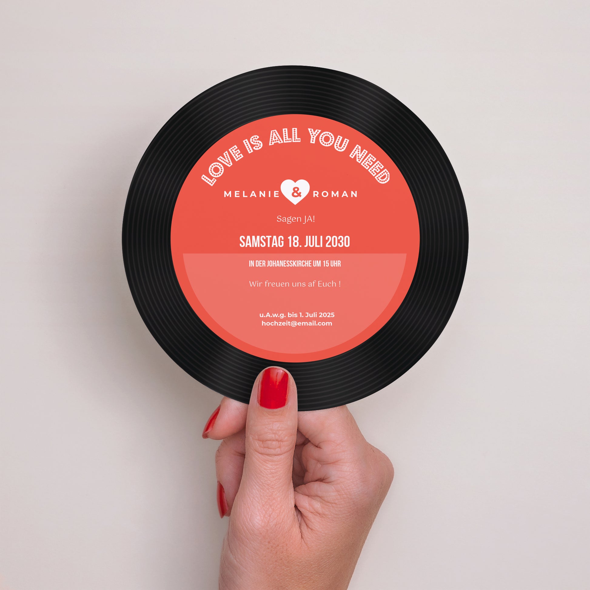 Hochzeitseinladung Rund Vinyl-Disc foto N° 2