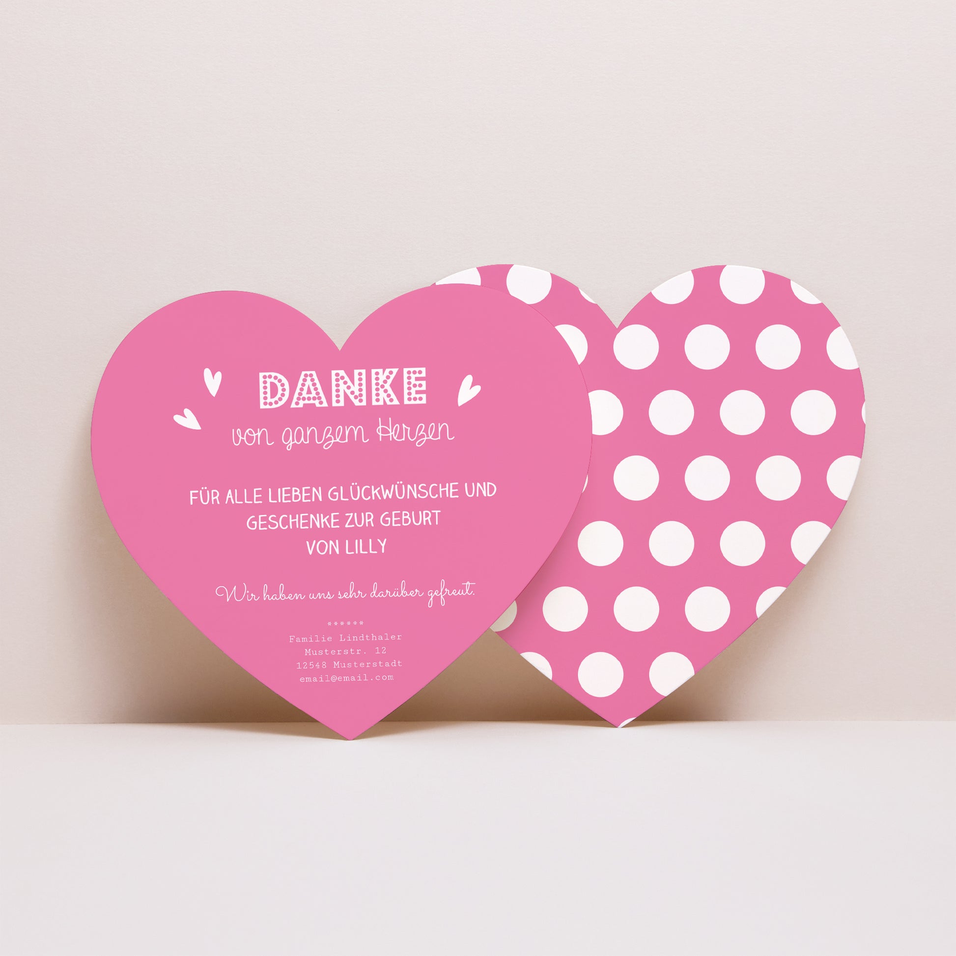 Dankeskarte Geburt Herz Kleines rosa Herz foto N° 1
