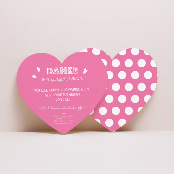 Dankeskarte Geburt Herz Kleines rosa Herz foto