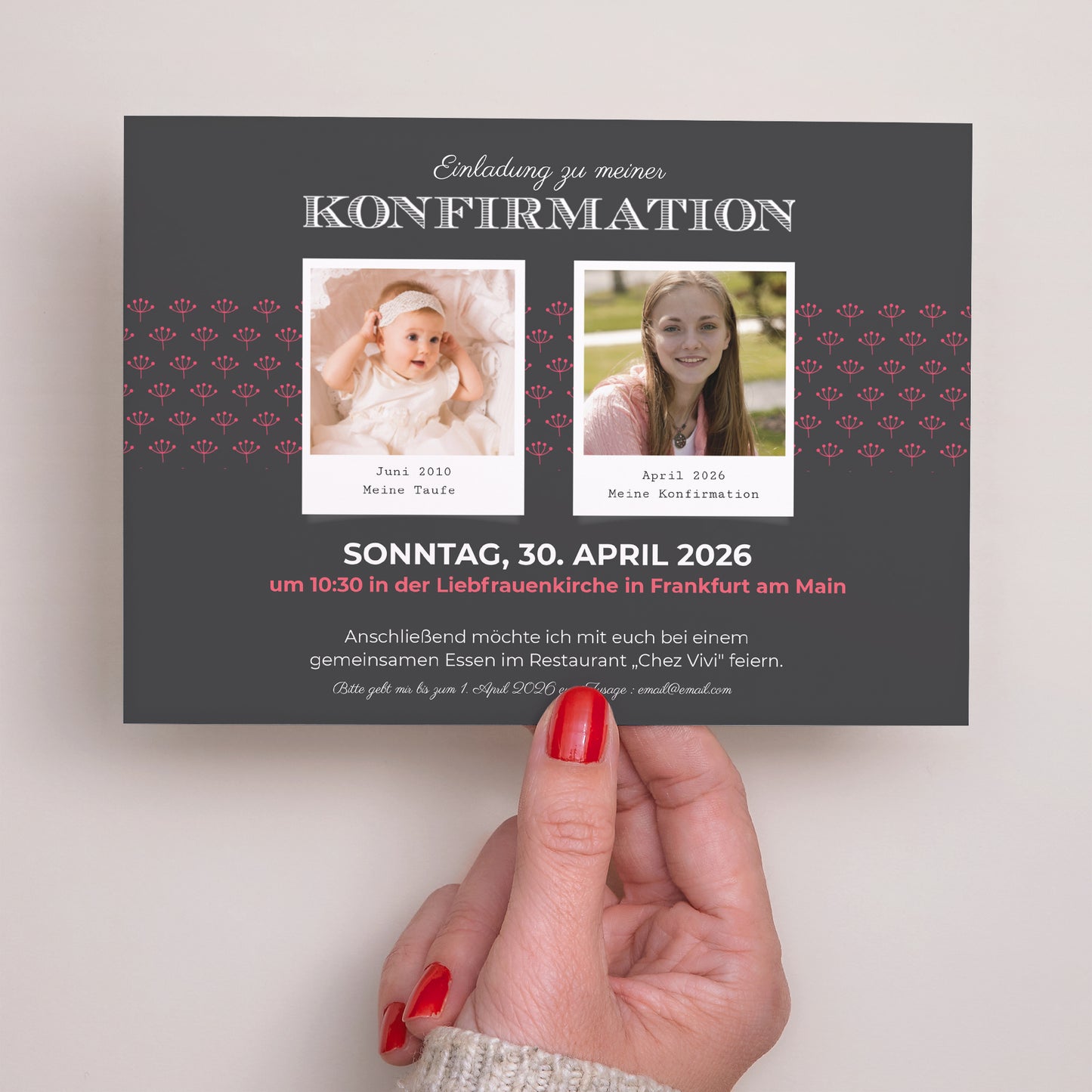 Einladungskarte Konfirmation Landschaft Bestätigung der Taufe foto N° 2