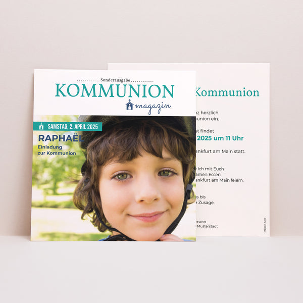 Einladungskarte Kommunion Quadrat Communion Magazine foto