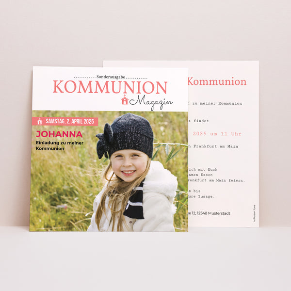 Einladungskarte Kommunion Quadrat Gazette Communion foto