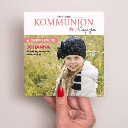 Einladungskarte Kommunion Quadrat Gazette Communion foto N° 2