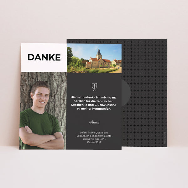 Dankeskarte Konfirmation Quadrat Sakrament, danke foto