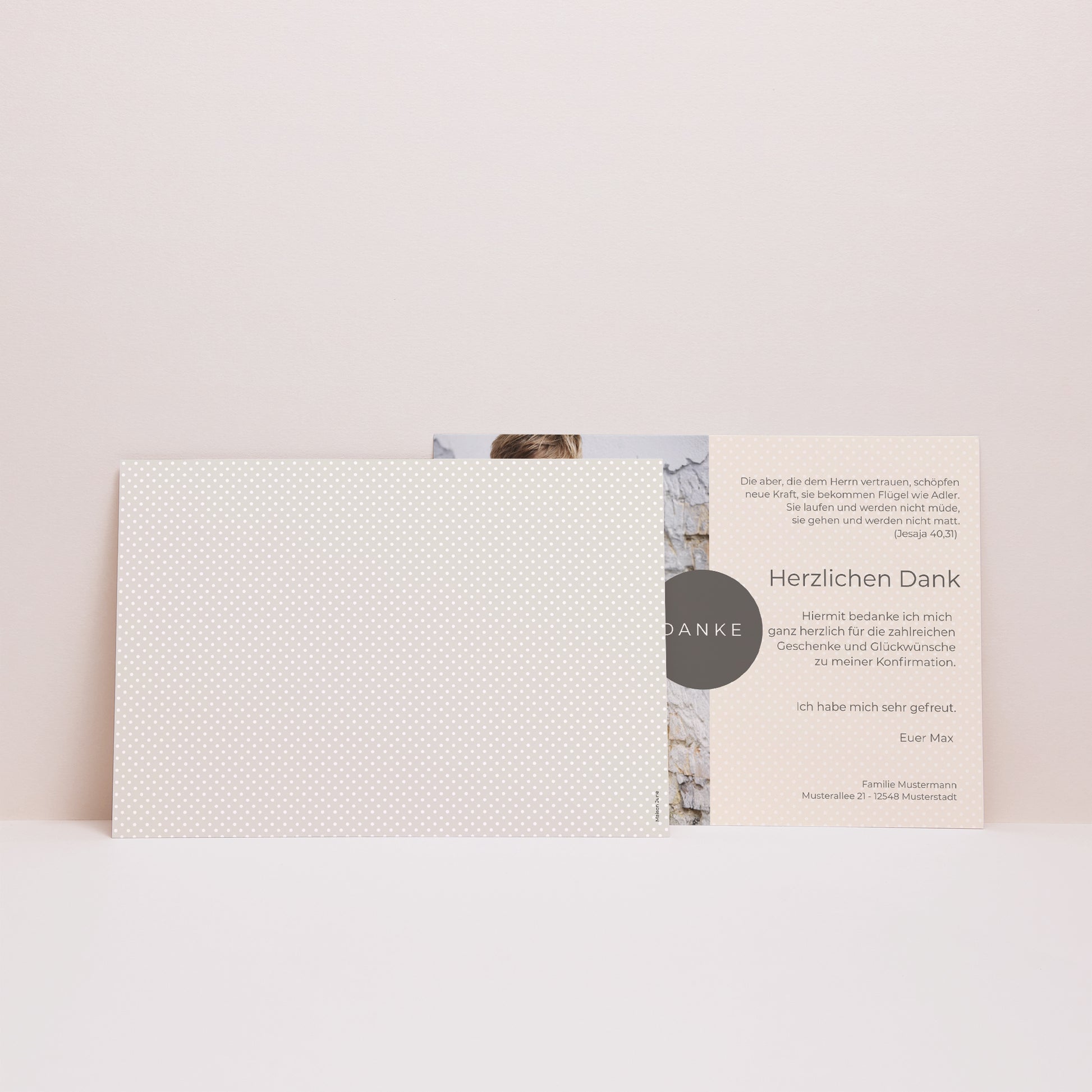 Dankeskarte Kommunion Landschaft Beige Erbsen, danke foto N° 3