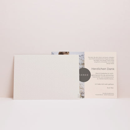 Dankeskarte Kommunion Landschaft Beige Erbsen, danke foto N° 3