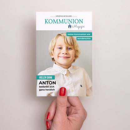 Dankeskarte Kommunion PortraitPorträt Magazin Kommunion, danke foto N° 2