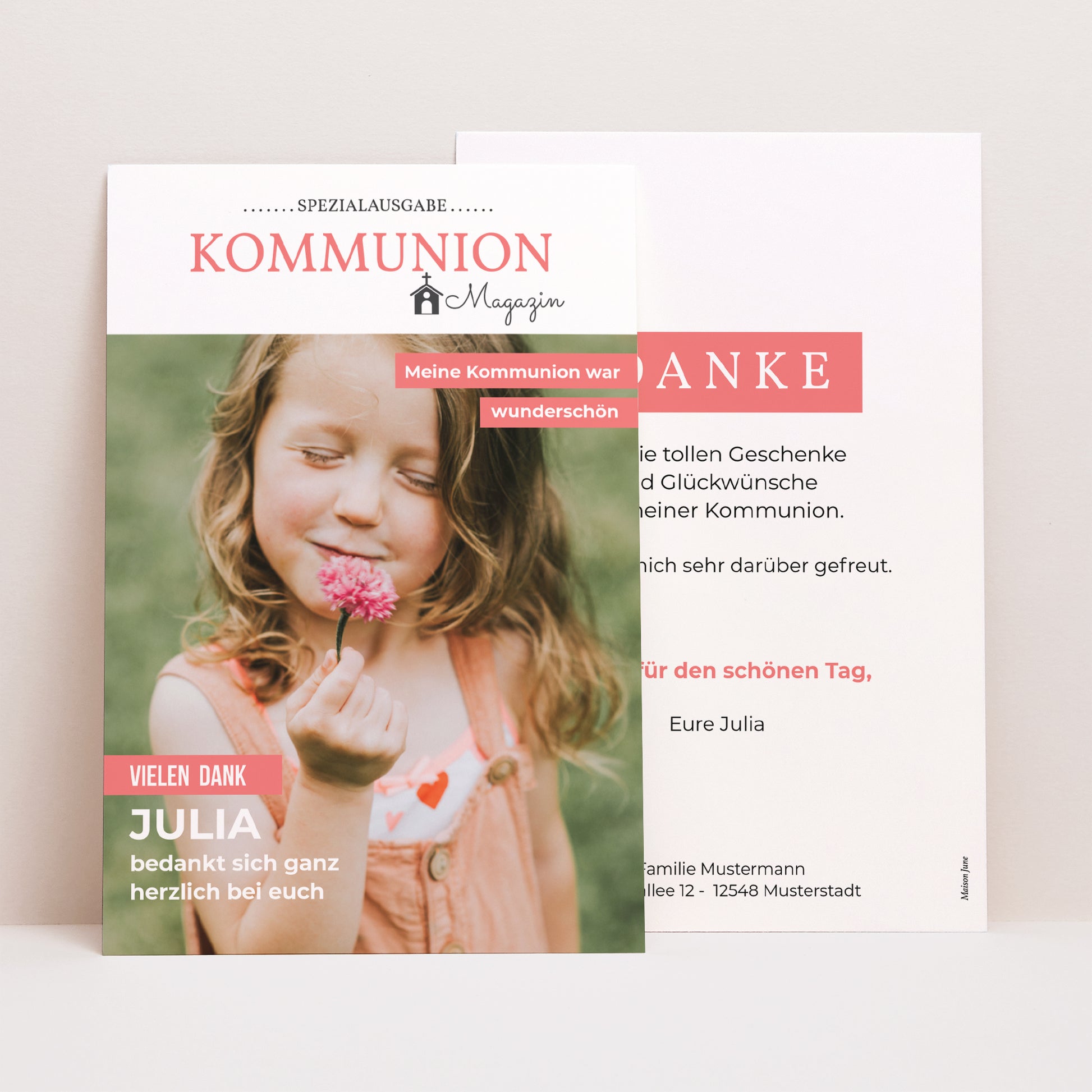 Dankeskarte Kommunion PortraitPorträt Magazin Dankbarkeit foto N° 1